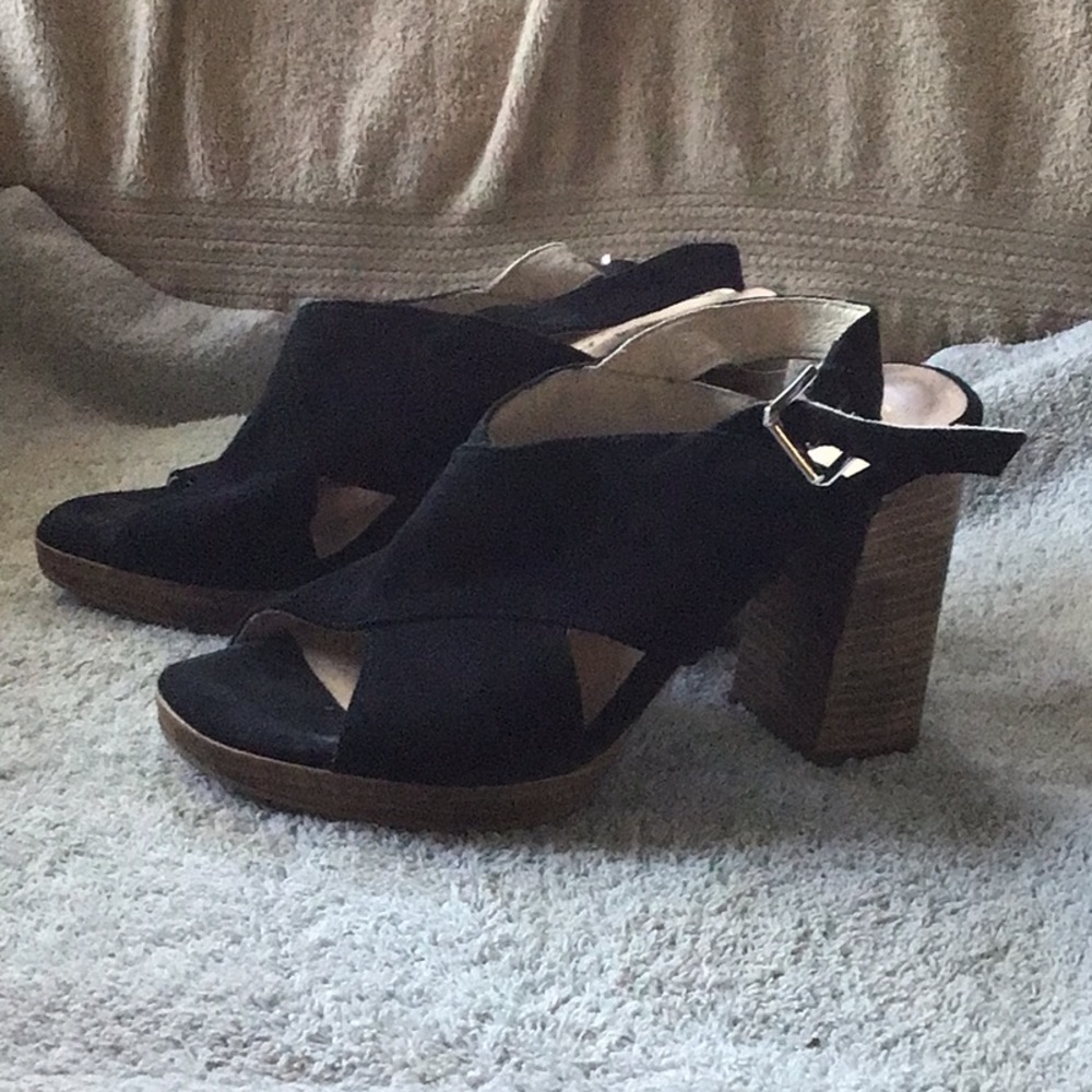 Women's Paola Ferri Black Suede Leather Heel Sandals size 36